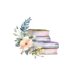 Free book club clipart of decorative floral books